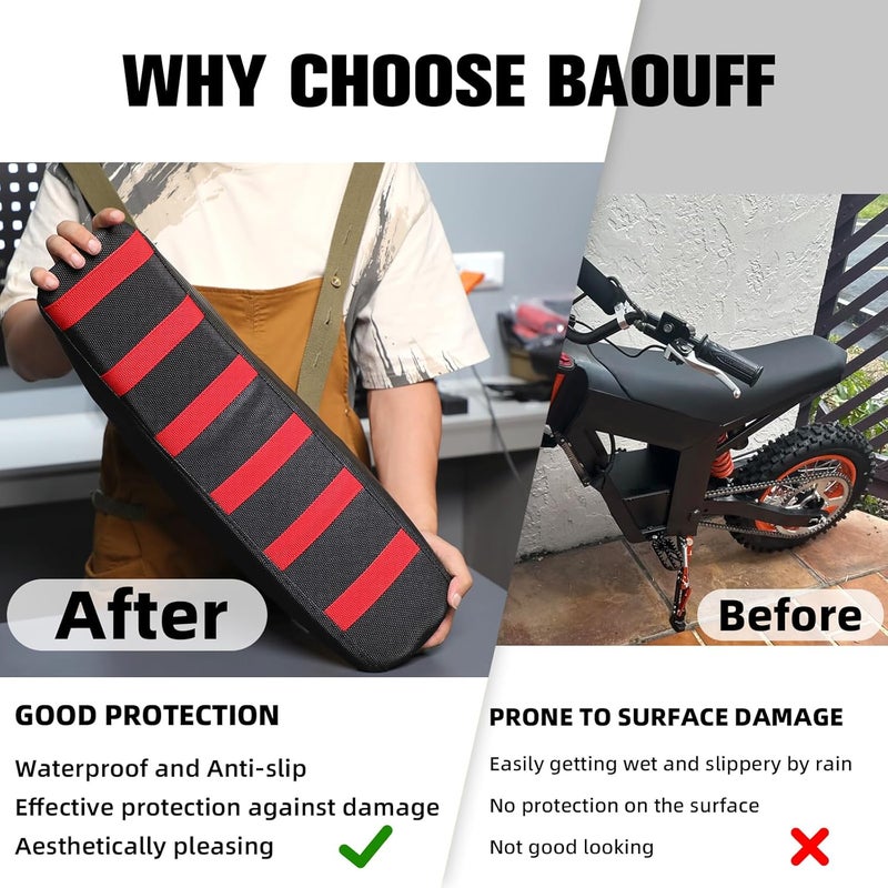 BAOUFF Seat Cover for Tutti,Waterproof Non-Slip Cushion Cover for Tuttio Electric Dirt Bike Soleil 01 and Ebike ICT-Red - Image 5